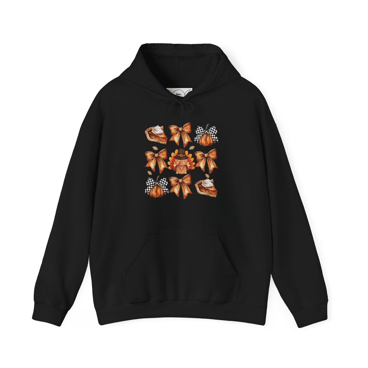 Thanksgiving and bows , Unisex Heavy Blend™ Hooded Sweatshirt (no sleeve arm design)