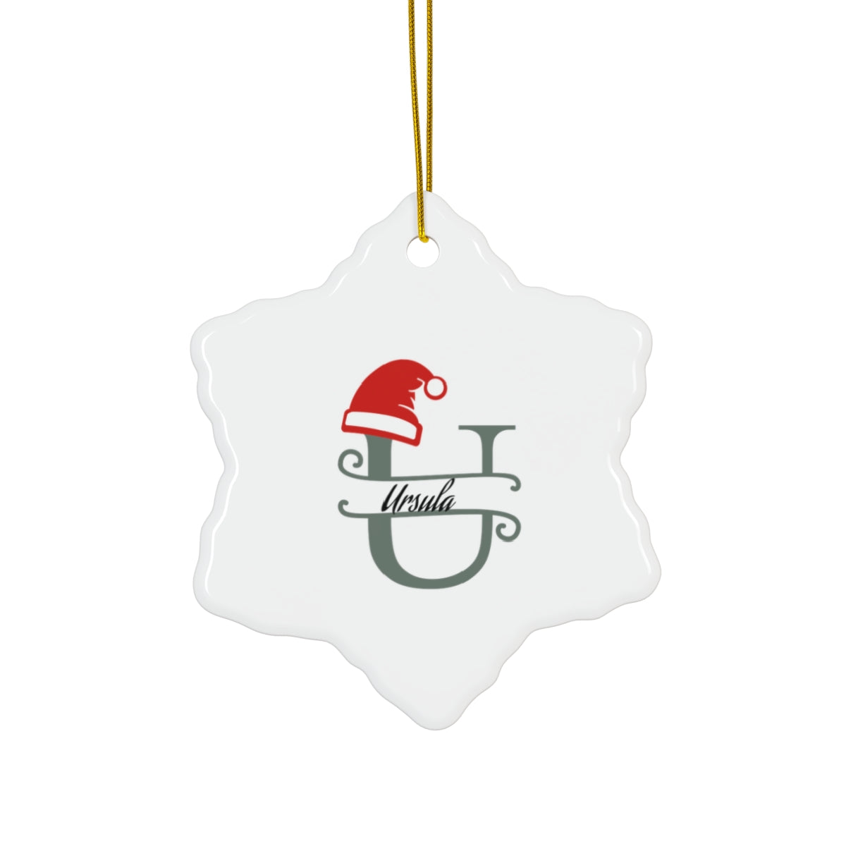 U Santa hat personalized name, Ceramic Ornament, 4 Shapes