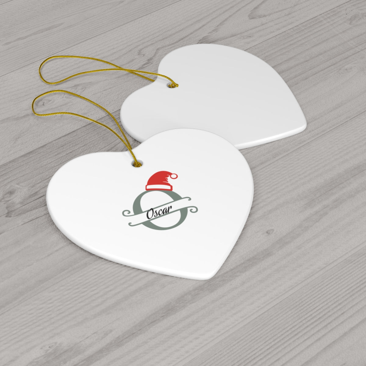 O Santa hat personalized name, Ceramic Ornament, 4 Shapes