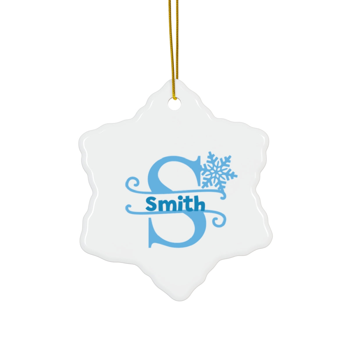 S snowflake personalized name, Ceramic Ornament, 4 Shapes
