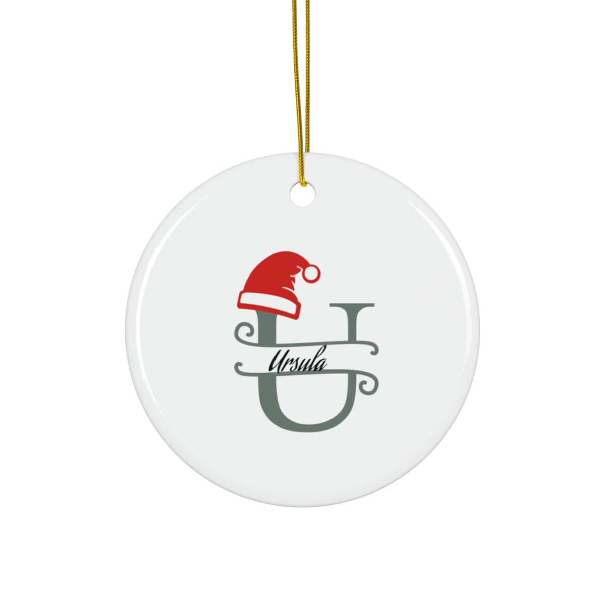U Santa hat personalized name, Ceramic Ornament, 4 Shapes