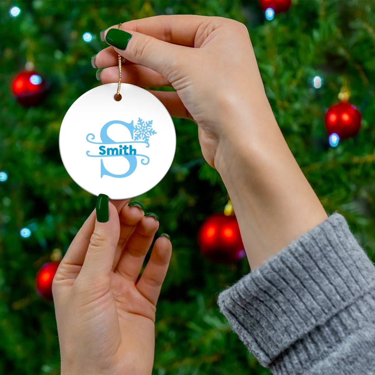 S snowflake personalized name, Ceramic Ornament, 4 Shapes