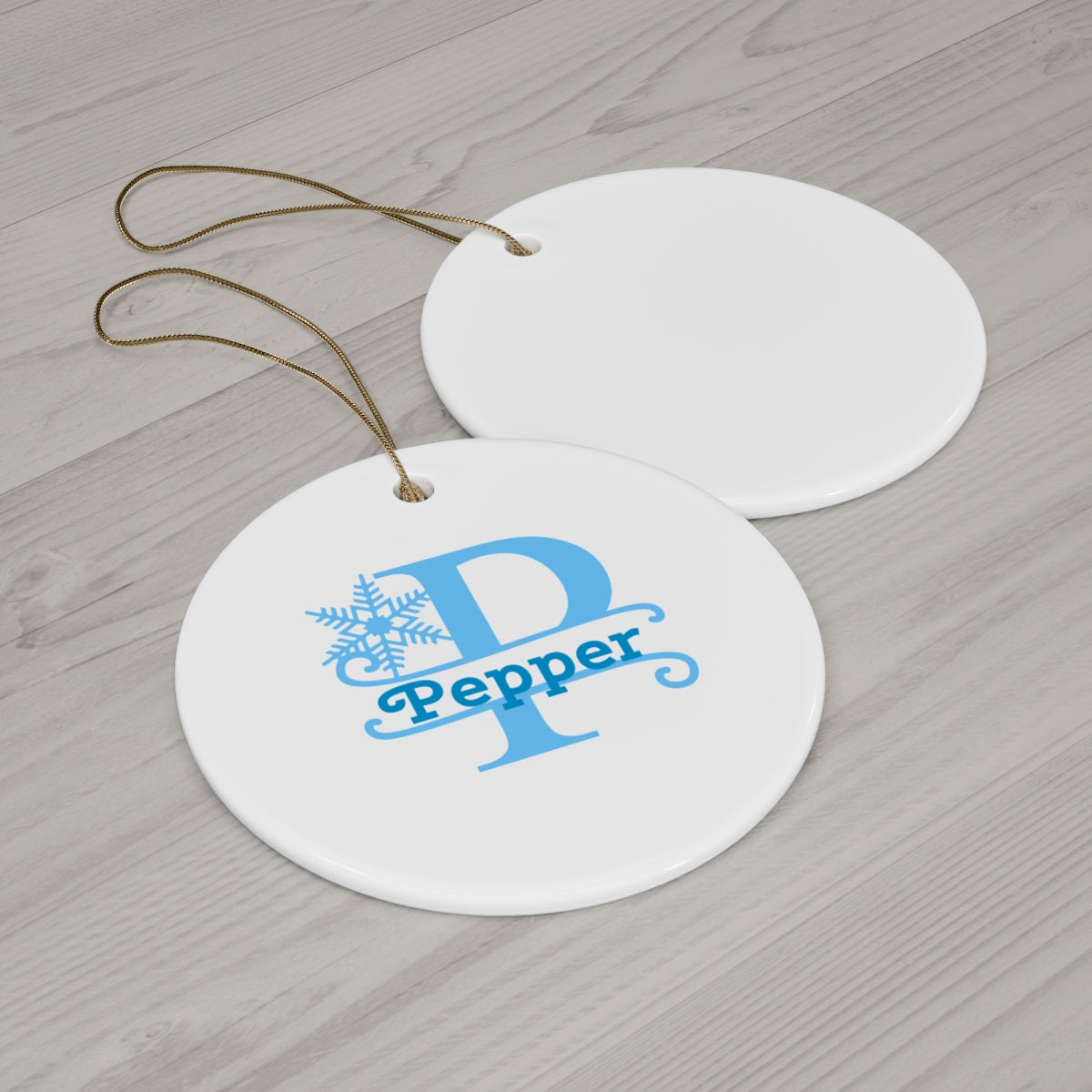 P snowflake personalized name, Ceramic Ornament, 4 Shapes