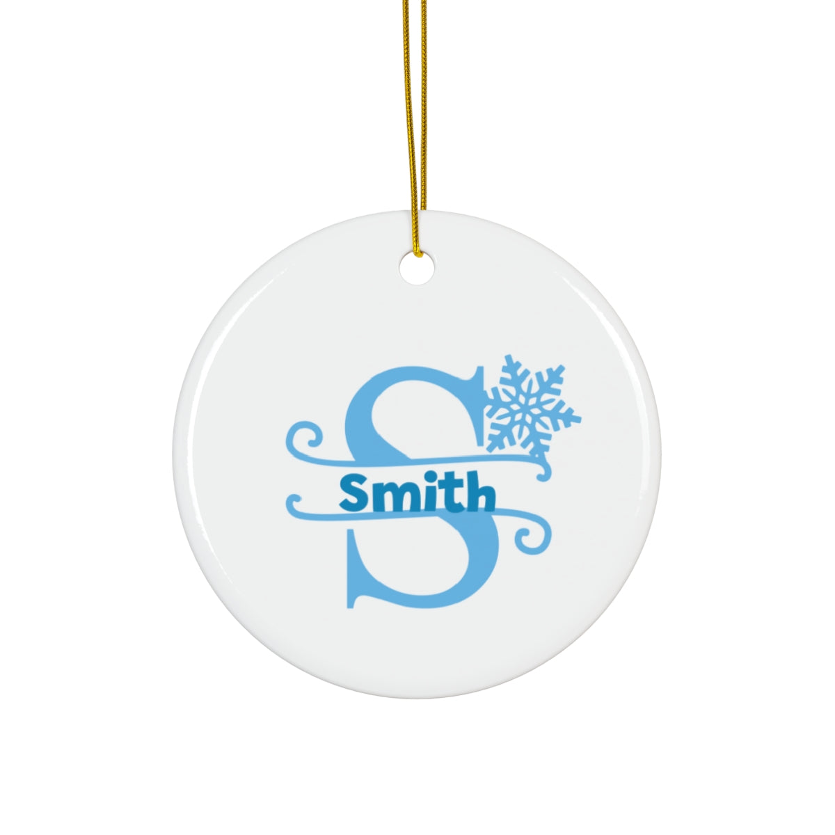 S snowflake personalized name, Ceramic Ornament, 4 Shapes