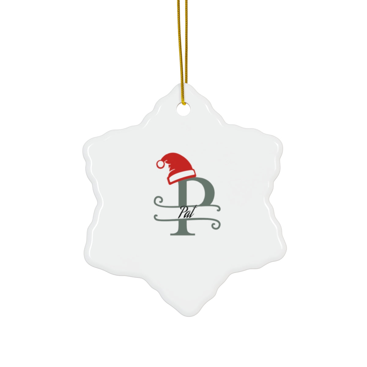 P Santa hat personalized name, Ceramic Ornament, 4 Shapes