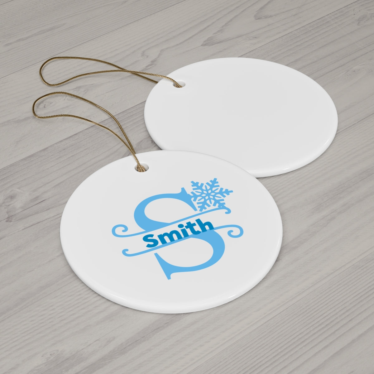 S snowflake personalized name, Ceramic Ornament, 4 Shapes