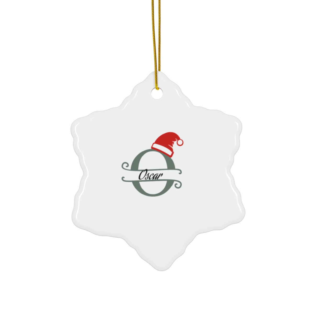O Santa hat personalized name, Ceramic Ornament, 4 Shapes