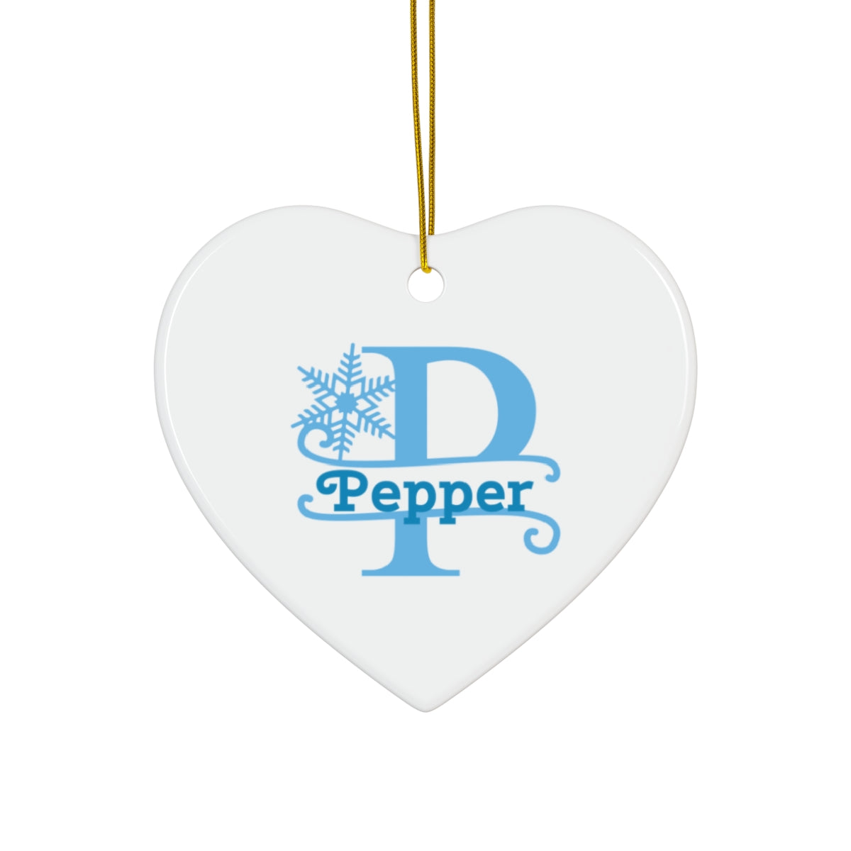 P snowflake personalized name, Ceramic Ornament, 4 Shapes