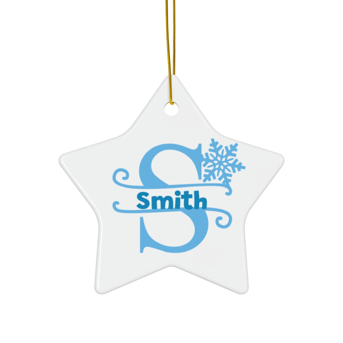 S snowflake personalized name, Ceramic Ornament, 4 Shapes