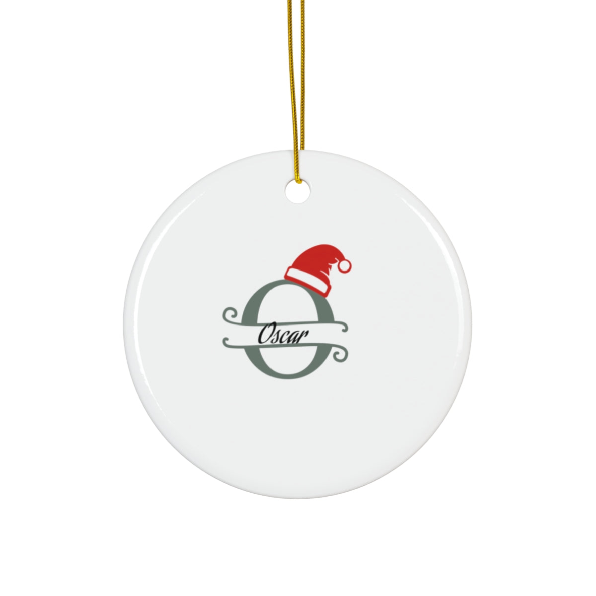 O Santa hat personalized name, Ceramic Ornament, 4 Shapes