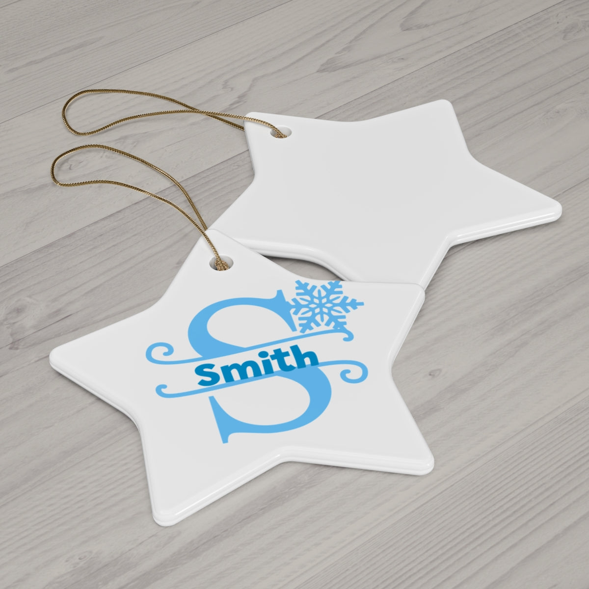 S snowflake personalized name, Ceramic Ornament, 4 Shapes