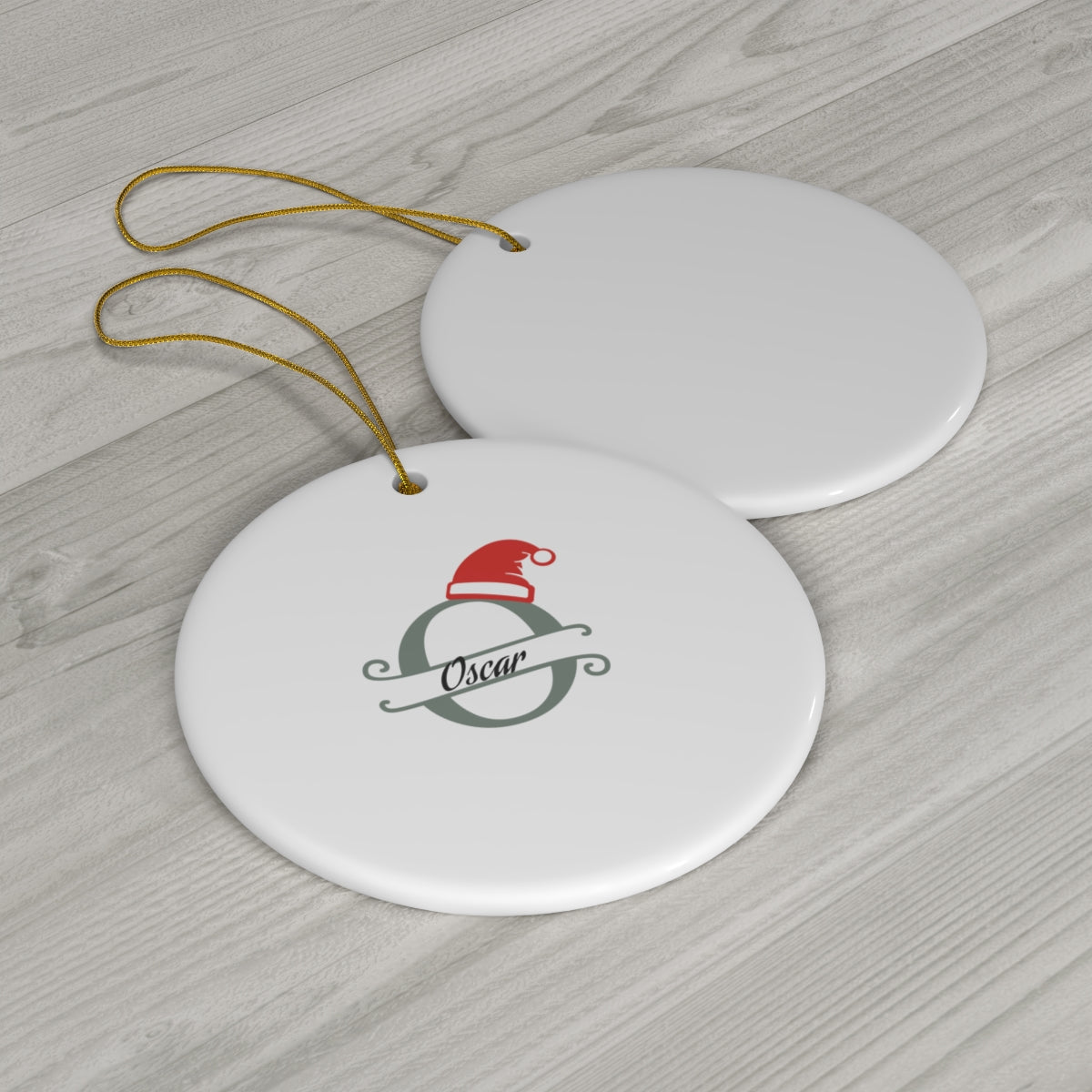 O Santa hat personalized name, Ceramic Ornament, 4 Shapes