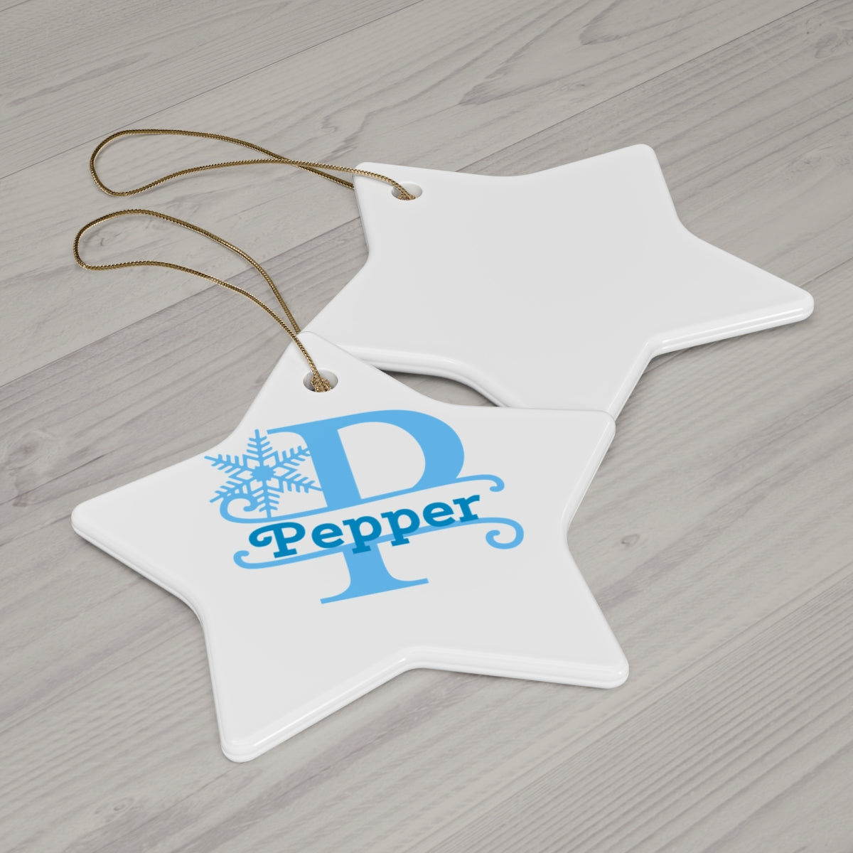 P snowflake personalized name, Ceramic Ornament, 4 Shapes