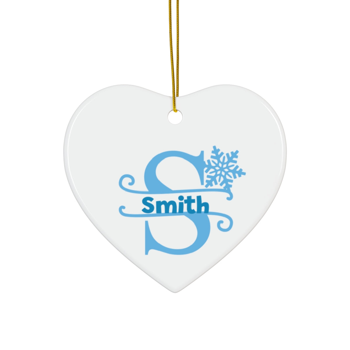 S snowflake personalized name, Ceramic Ornament, 4 Shapes