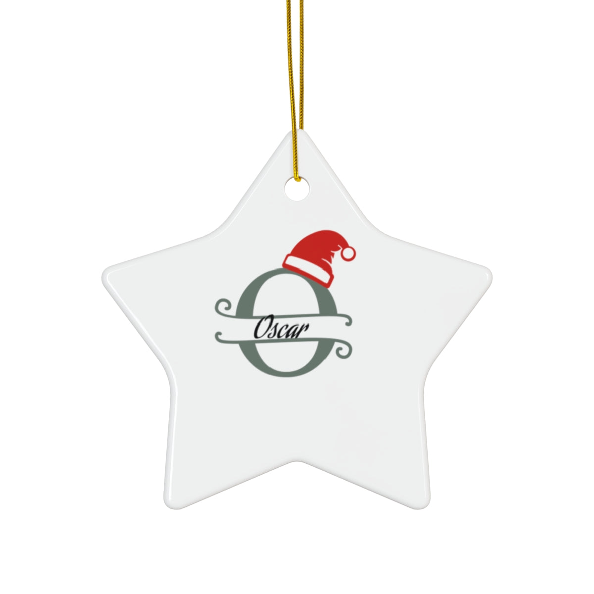 O Santa hat personalized name, Ceramic Ornament, 4 Shapes