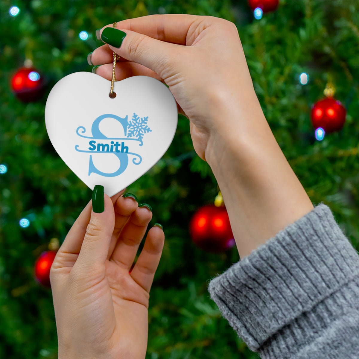S snowflake personalized name, Ceramic Ornament, 4 Shapes