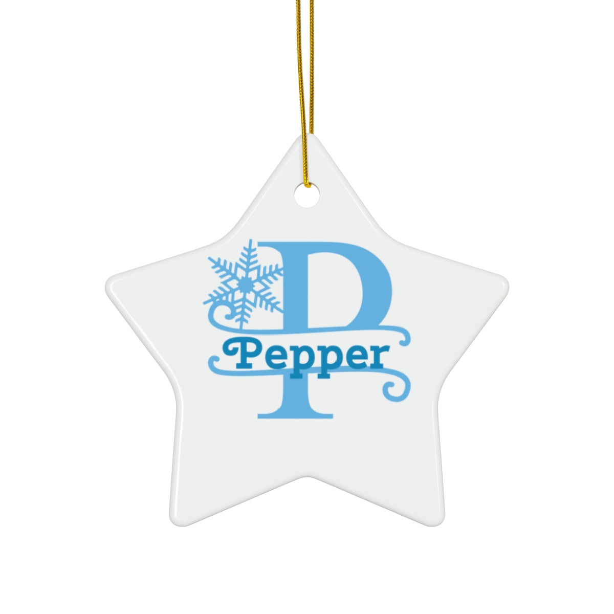 P snowflake personalized name, Ceramic Ornament, 4 Shapes