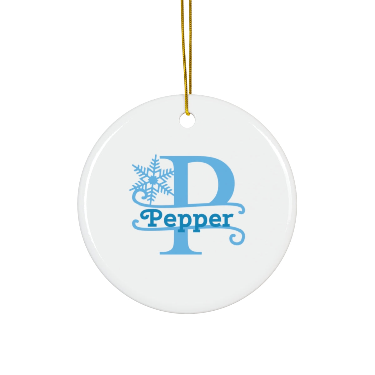 P snowflake personalized name, Ceramic Ornament, 4 Shapes