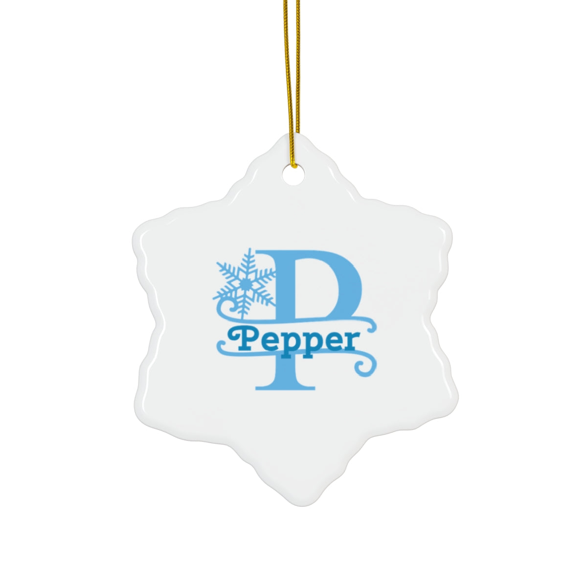 P snowflake personalized name, Ceramic Ornament, 4 Shapes