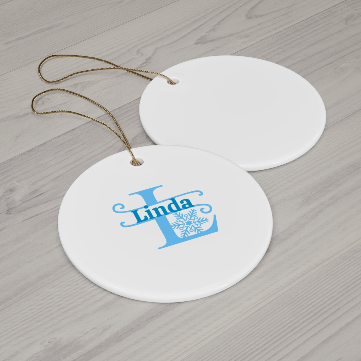 L snowflake personalized name, Ceramic Ornament, 4 Shapes