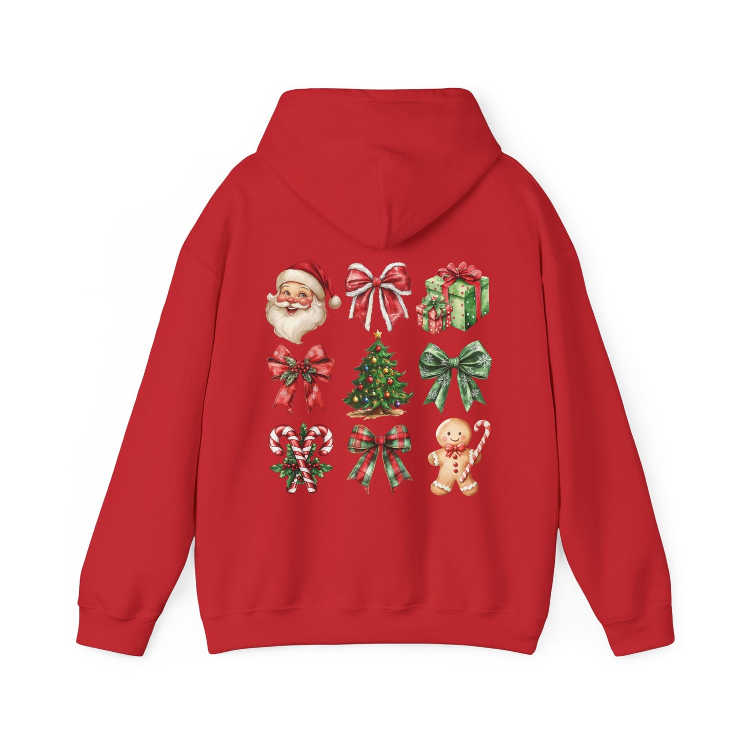 Christmas and bows ,  Unisex Heavy Blend™ Hooded Sweatshirt (no sleeve arm design)