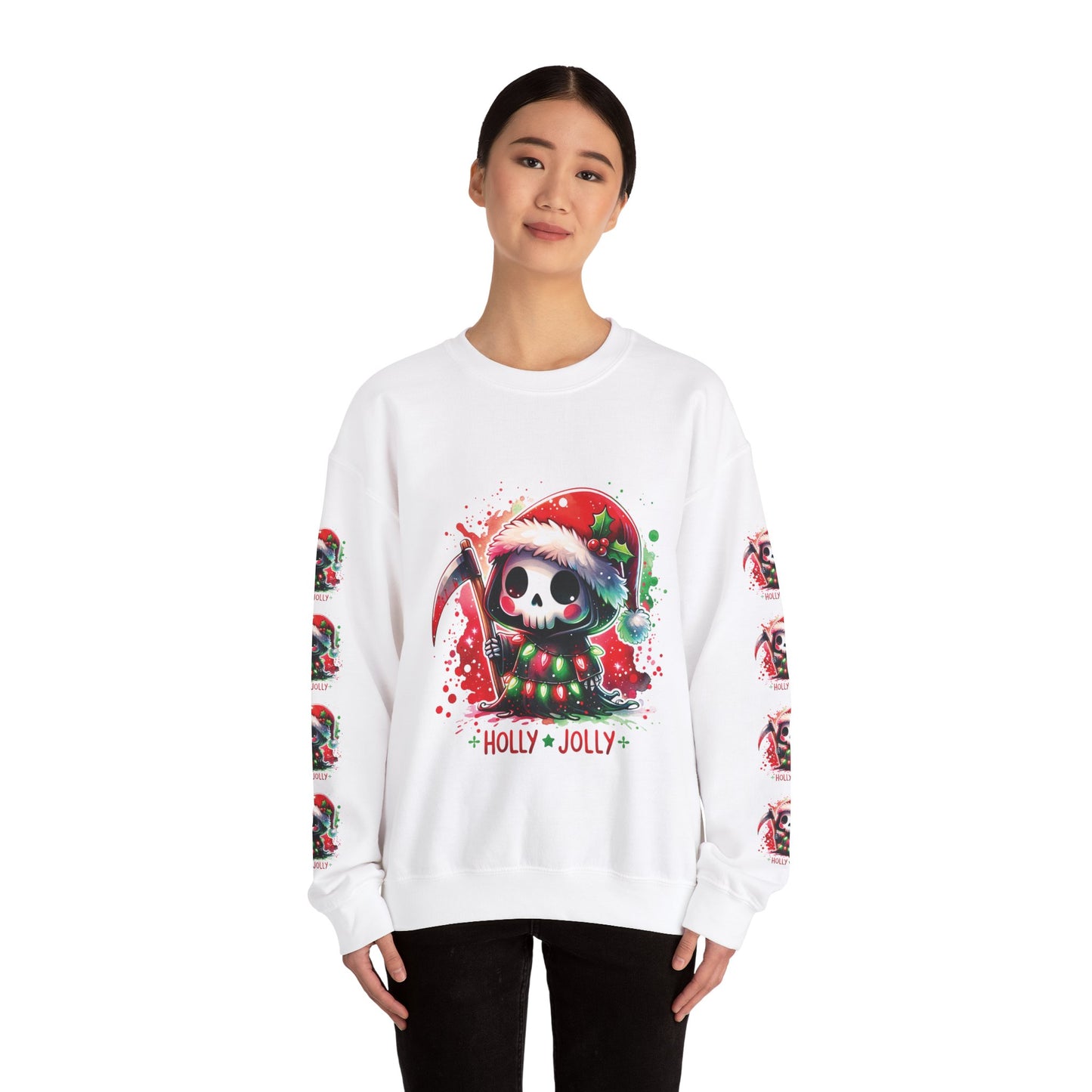 Holly jolly, ™ Crewneck Sweatshirt ( sleeve design )