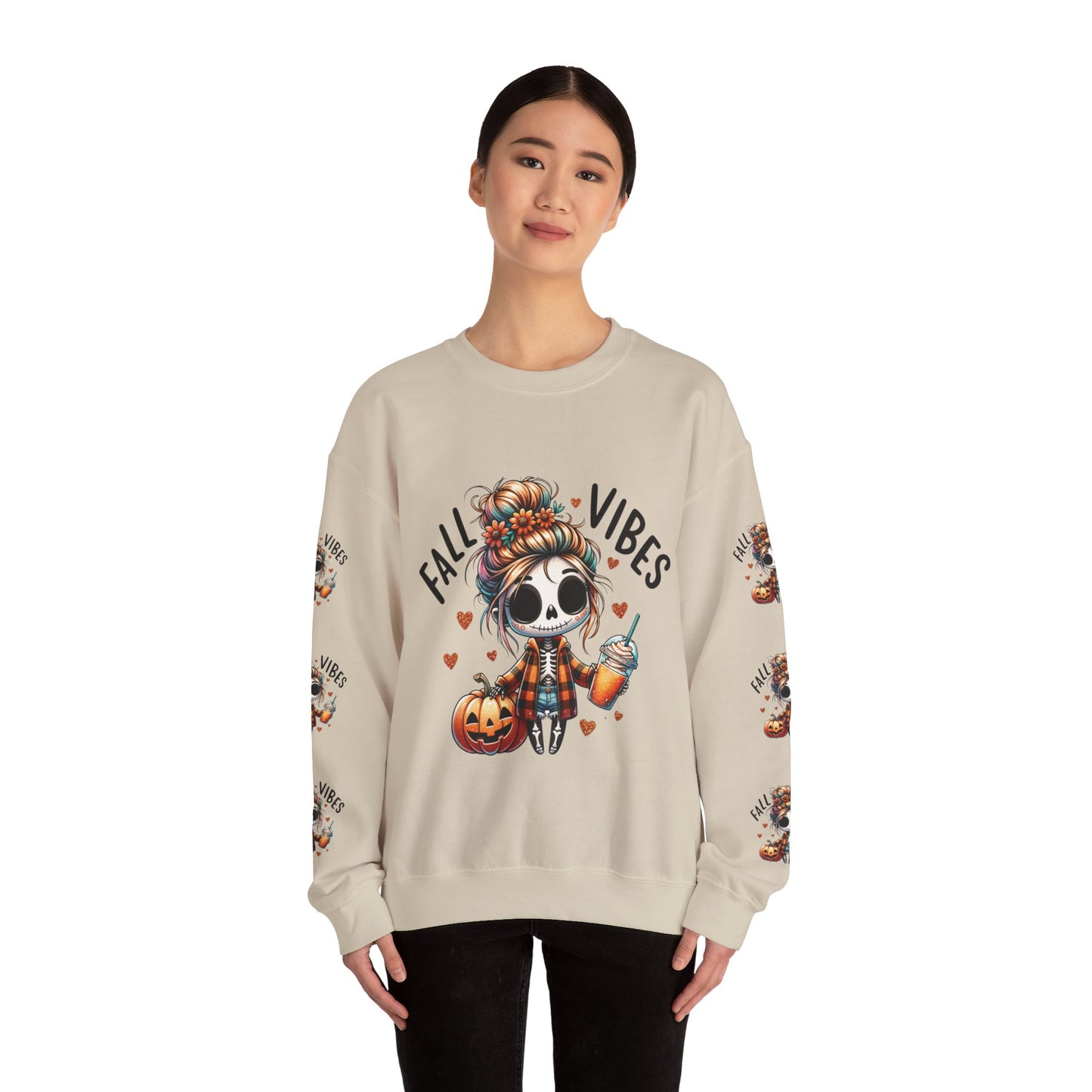 Fall vibes, ™ Crewneck Sweatshirt ( sleeve design )