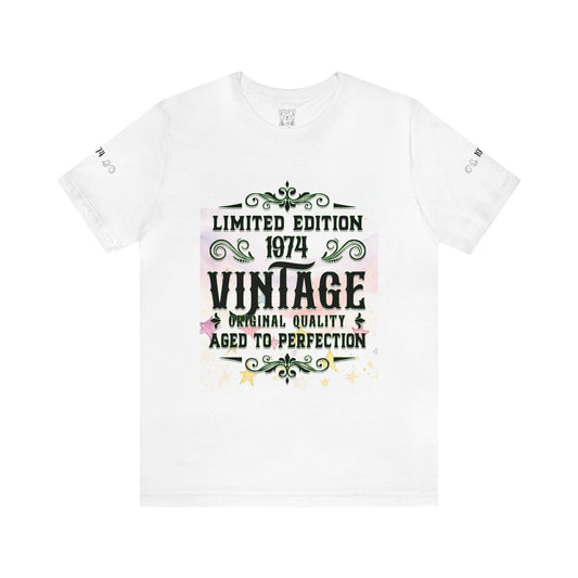 1974 vintage, Unisex Jersey Short Sleeve Tee