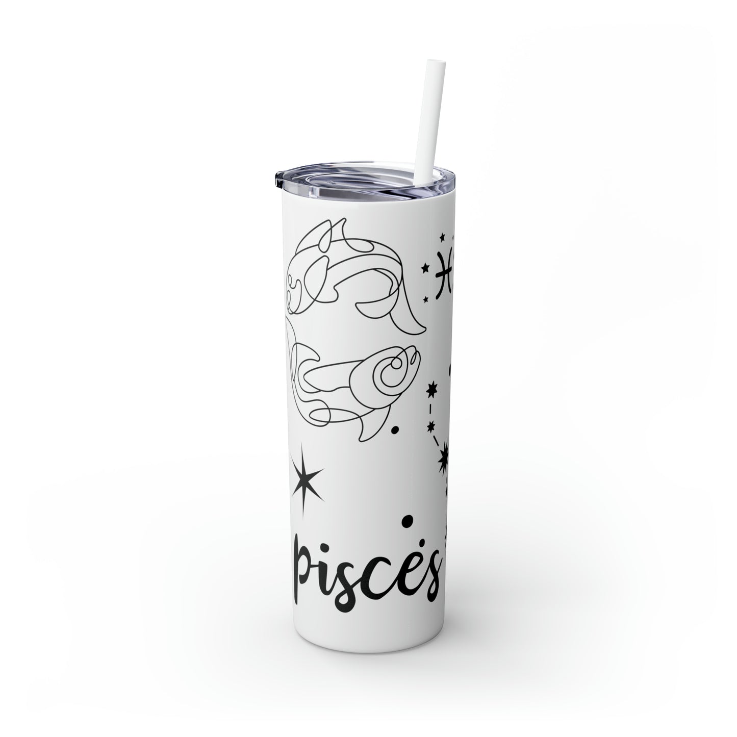 Pisces , Skinny Tumbler with Straw, 20oz