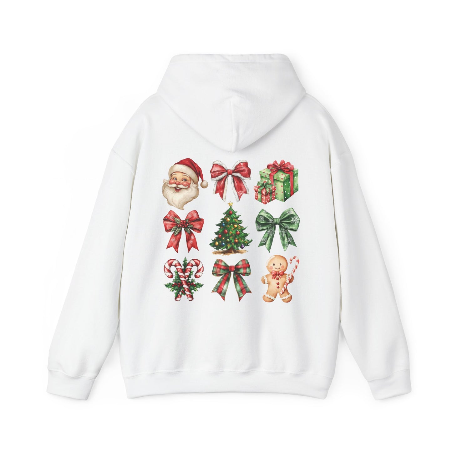 Christmas and bows ,  Unisex Heavy Blend™ Hooded Sweatshirt (no sleeve arm design)