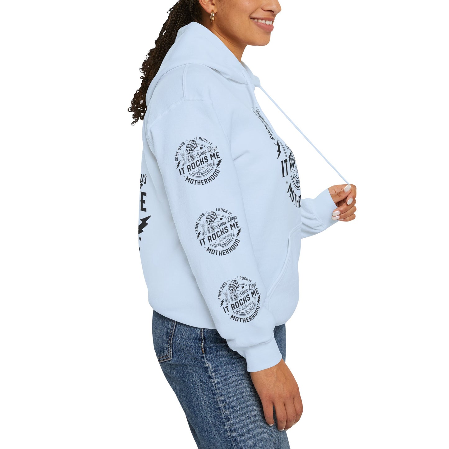 Rocking motherhood ,  Unisex Heavy Blend™ Hooded Sweatshirt (side arm design)