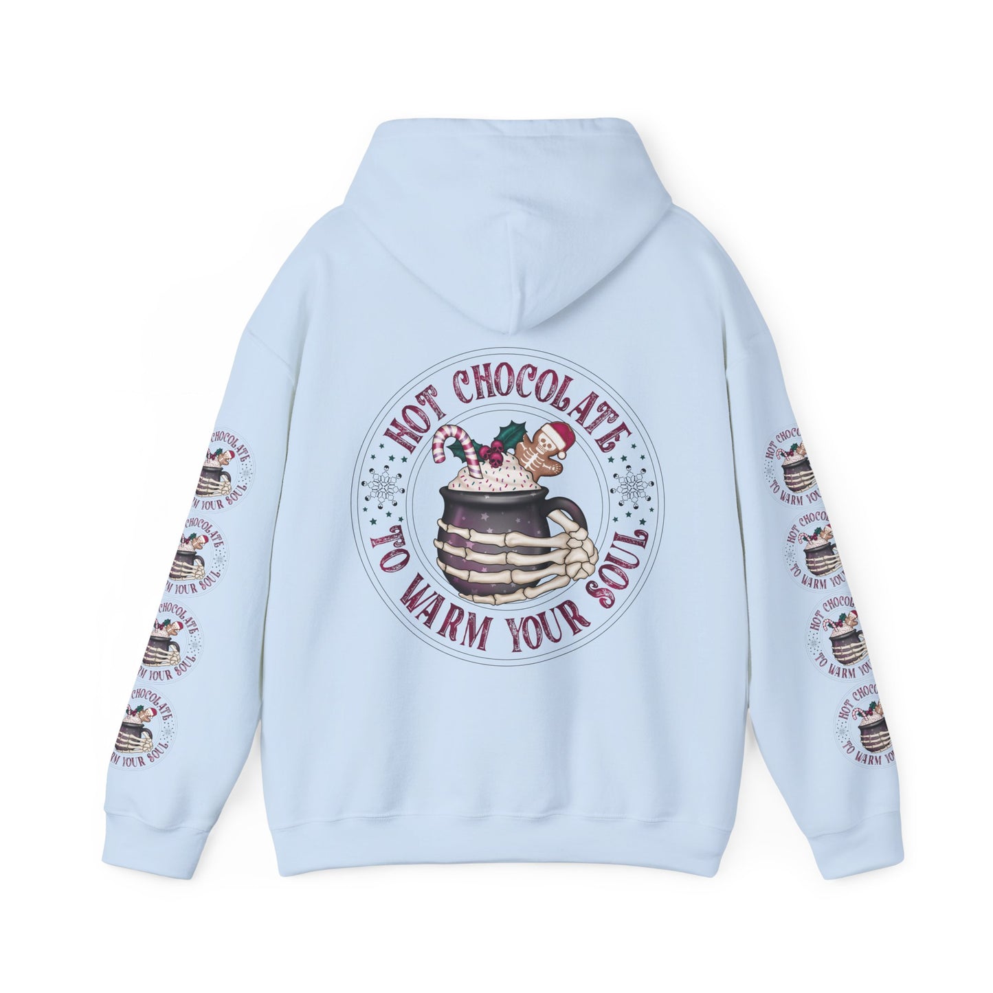 Hot chocolate to warm up my soul,  Unisex Heavy Blend™ Hooded Sweatshirt (side arm design)