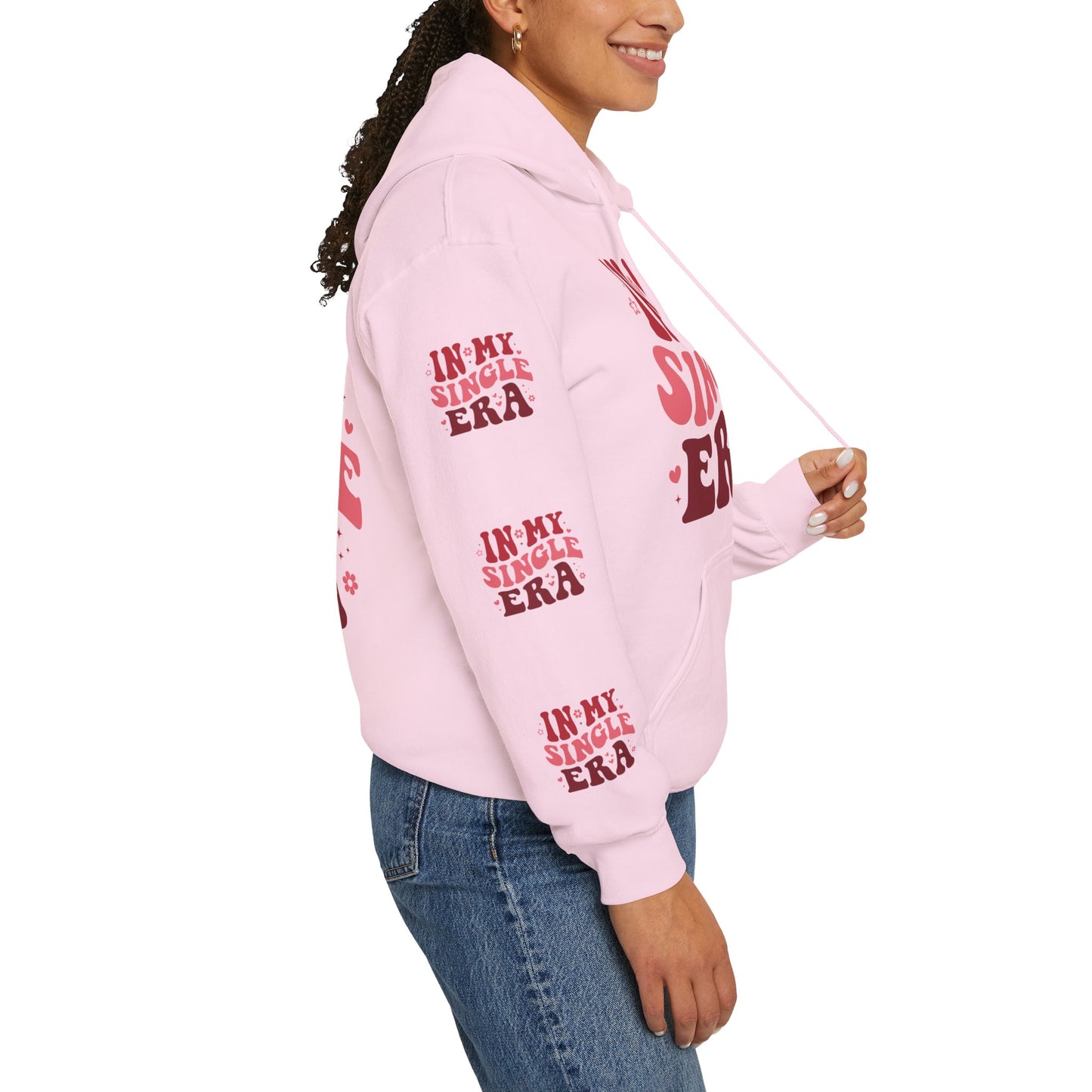 In my single era, Unisex Heavy Blend™ Hooded Sweatshirt (side arm design)