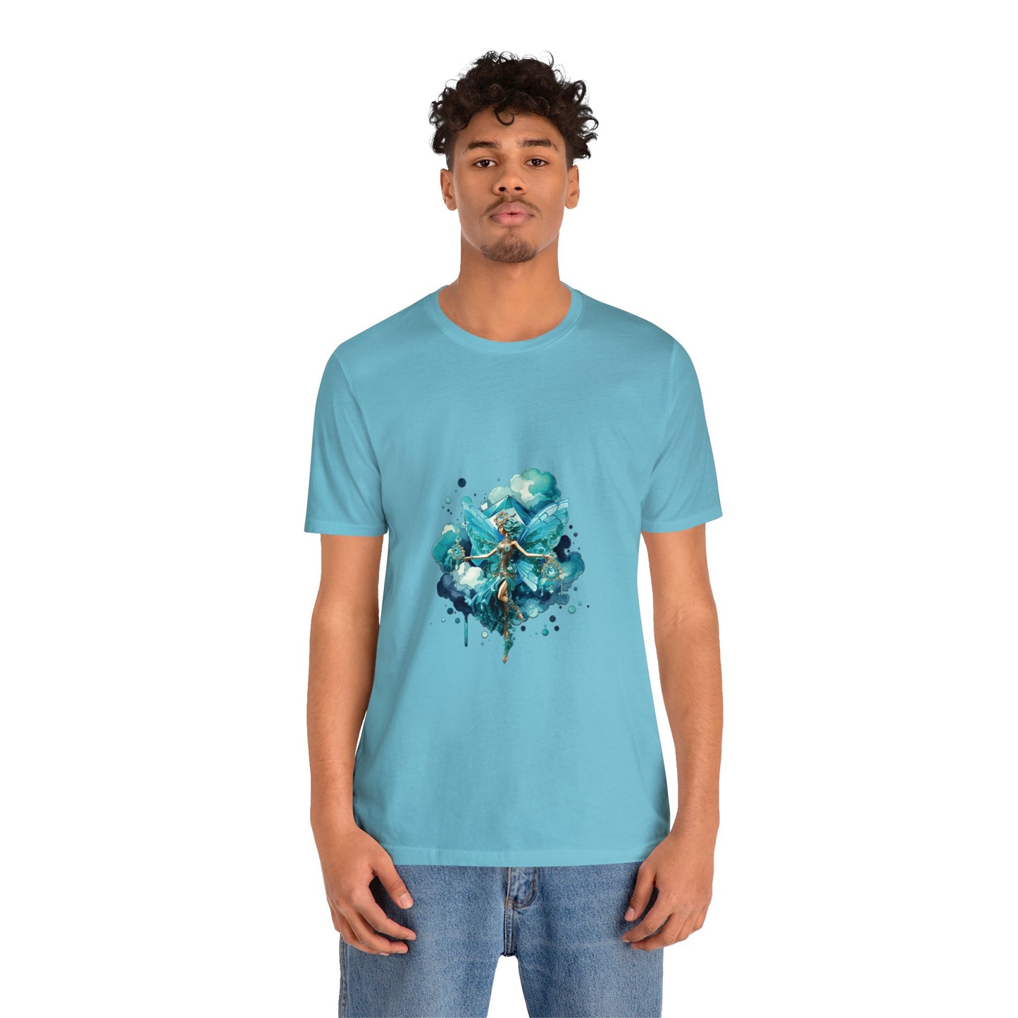 March aquamarine fairy, Unisex Jersey Short Sleeve Tee  no arm design