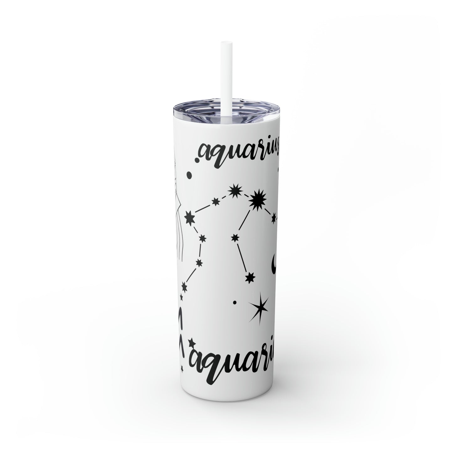 Aquarius, Skinny Tumbler with Straw, 20oz