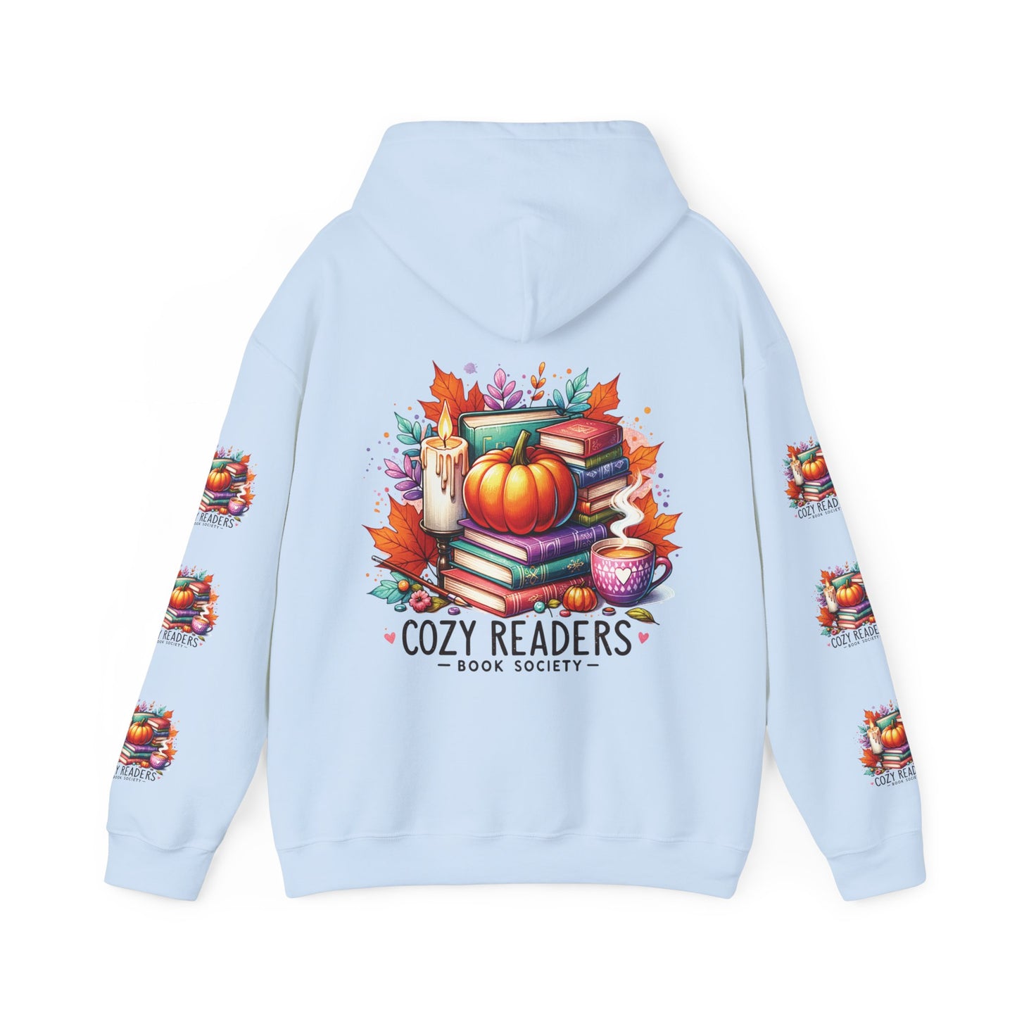 Cozy reader book society,  Unisex Heavy Blend™ Hooded Sweatshirt (side arm design)