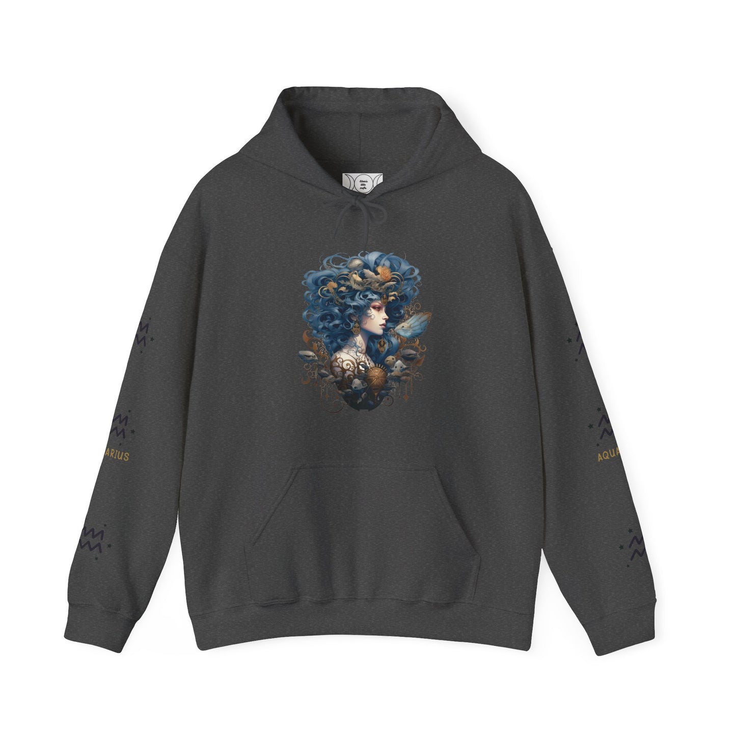 Aquarius, Unisex Heavy Blend™ Hooded Sweatshirt (no side arm design)