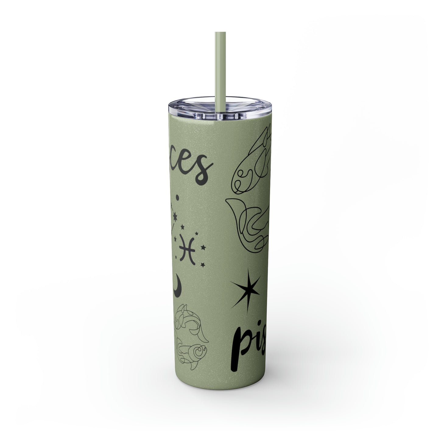 Pisces , Skinny Tumbler with Straw, 20oz