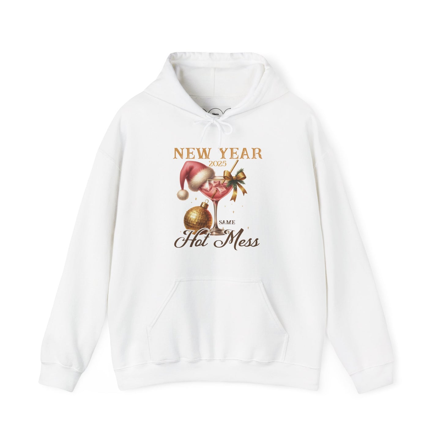 New year, same hot mess, Unisex Heavy Blend™ Hooded Sweatshirt (no sleeve arm design)