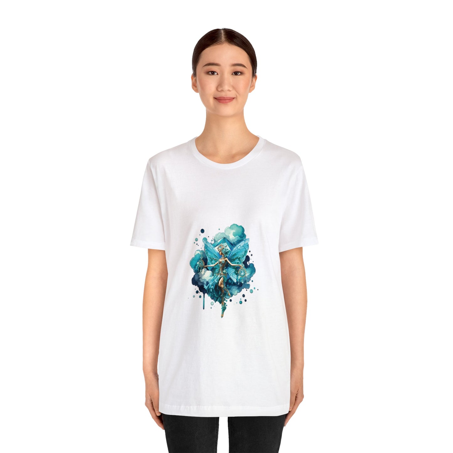 March aquamarine fairy, Unisex Jersey Short Sleeve Tee  no arm design