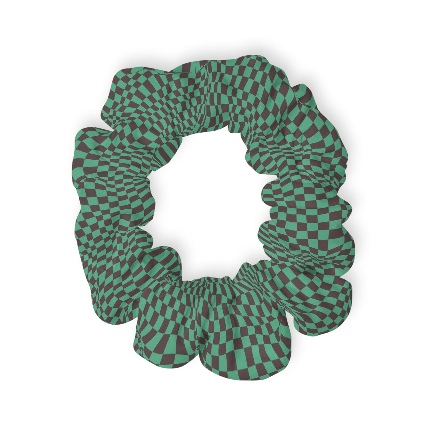 Black &green checkers Scrunchie