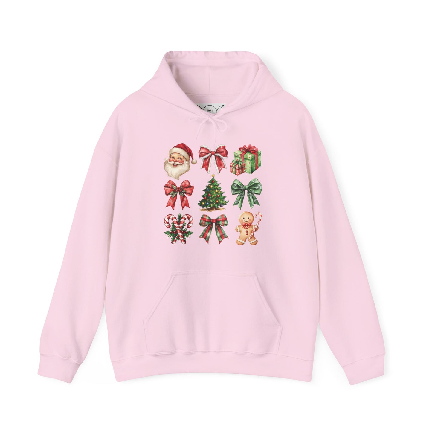 Christmas and bows ,  Unisex Heavy Blend™ Hooded Sweatshirt (no sleeve arm design)