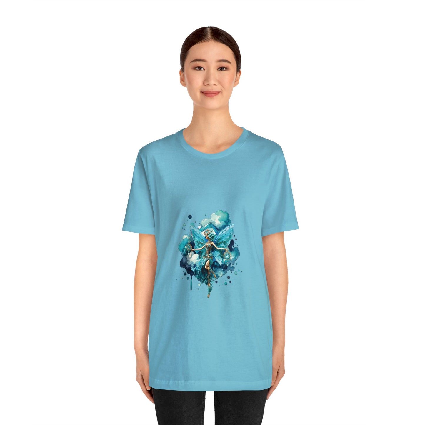 March aquamarine fairy, Unisex Jersey Short Sleeve Tee  no arm design