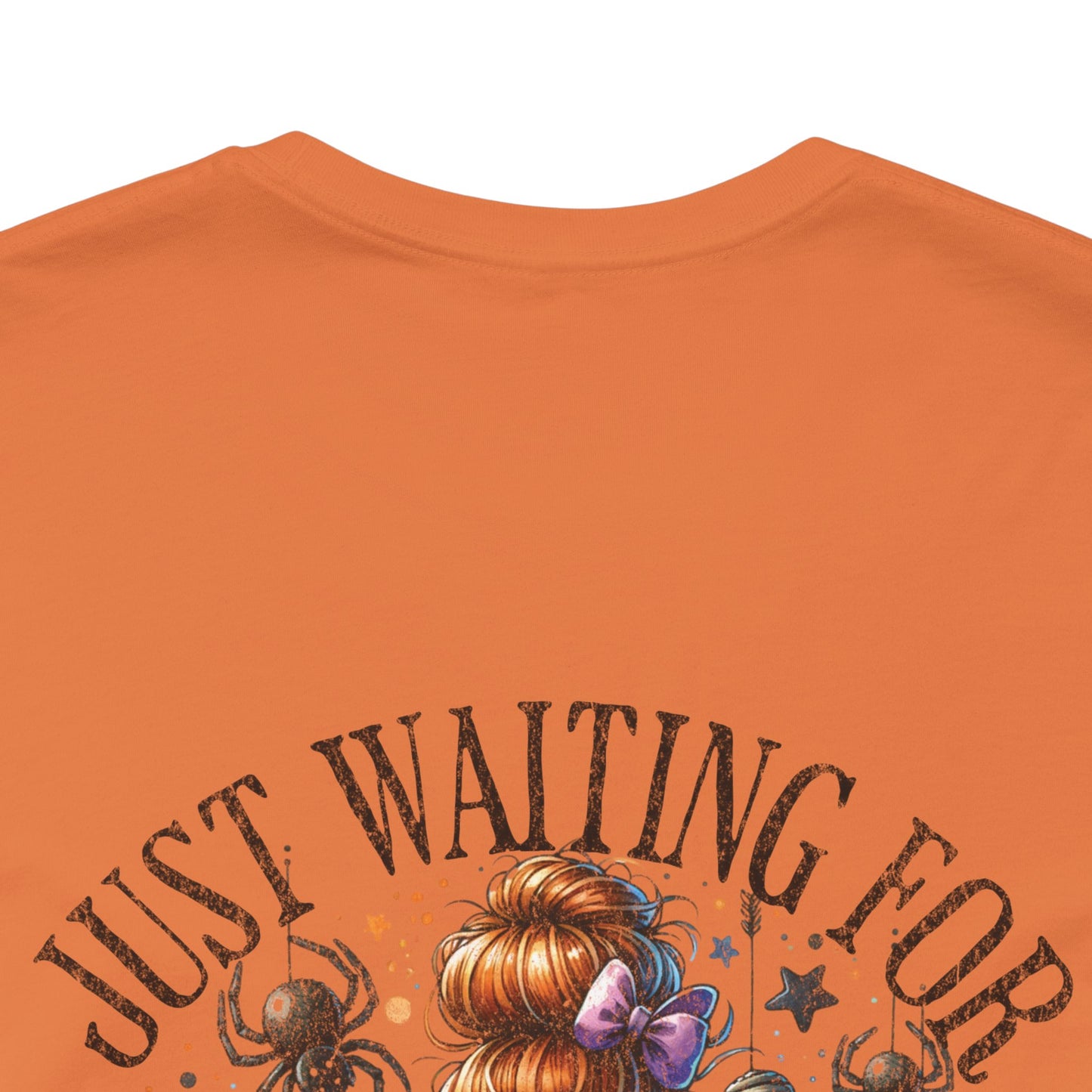 Just waiting for Halloween, Unisex Jersey Short Sleeve Tee (sleeve design)