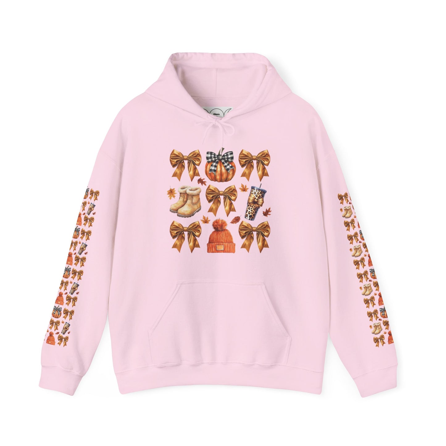 Fall and bows ,  Unisex Heavy Blend™ Hooded Sweatshirt (sleeve arm design)