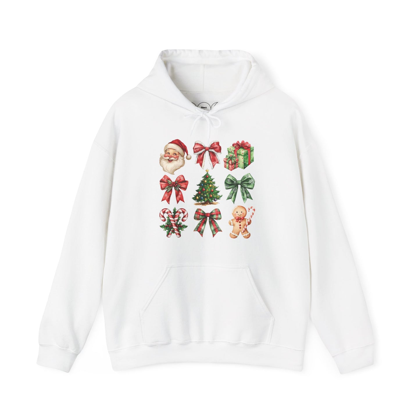 Christmas and bows ,  Unisex Heavy Blend™ Hooded Sweatshirt (no sleeve arm design)