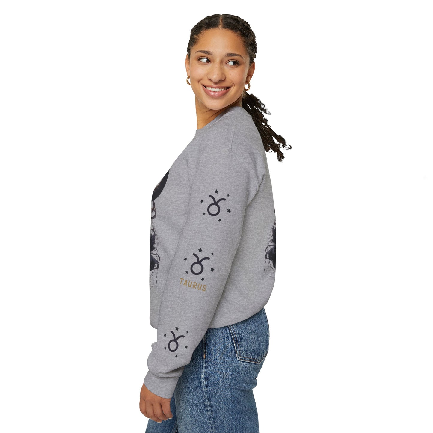 Taurus , ™ Crewneck Sweatshirt (Sleeve design )