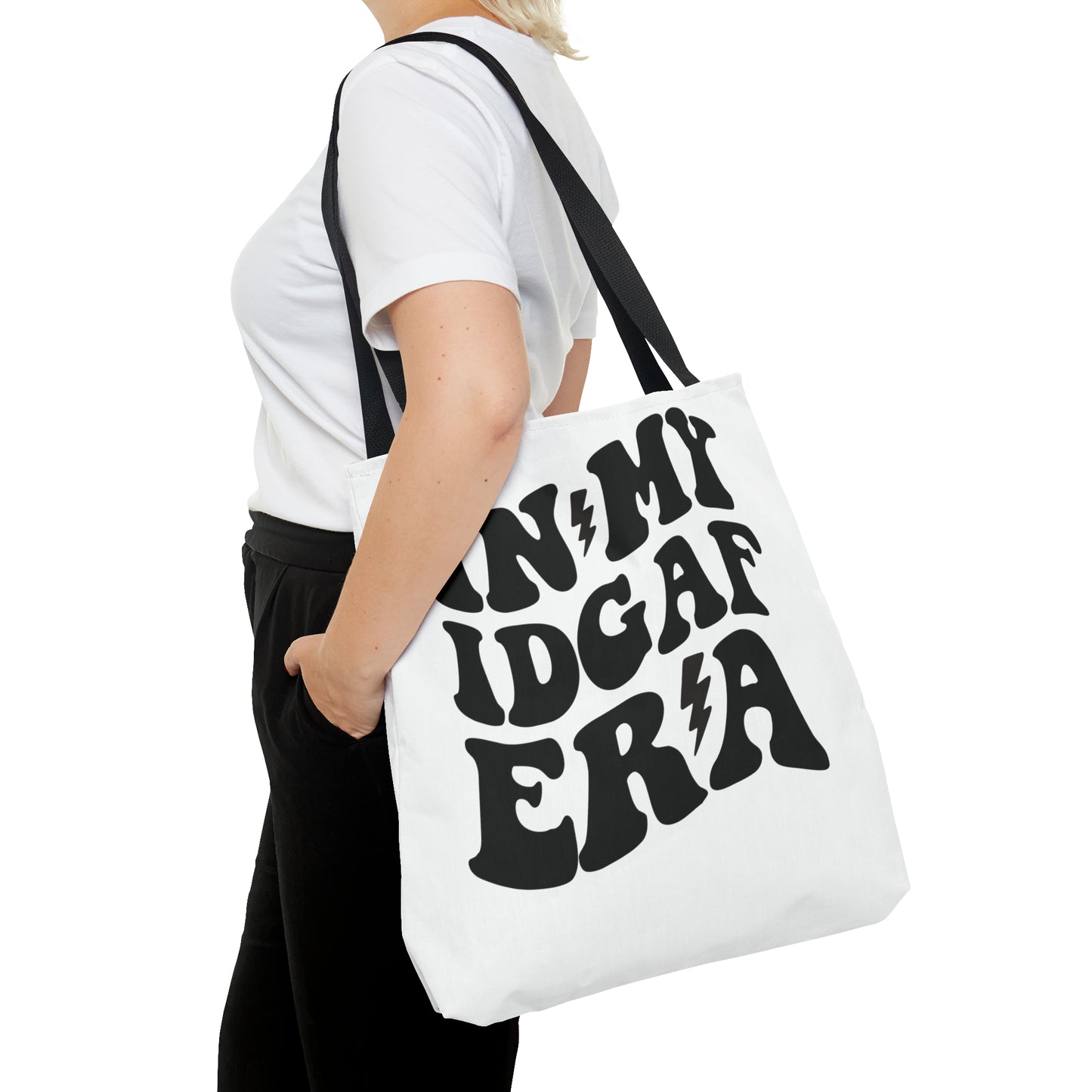 In my IDGAF era, Tote Bag (AOP)