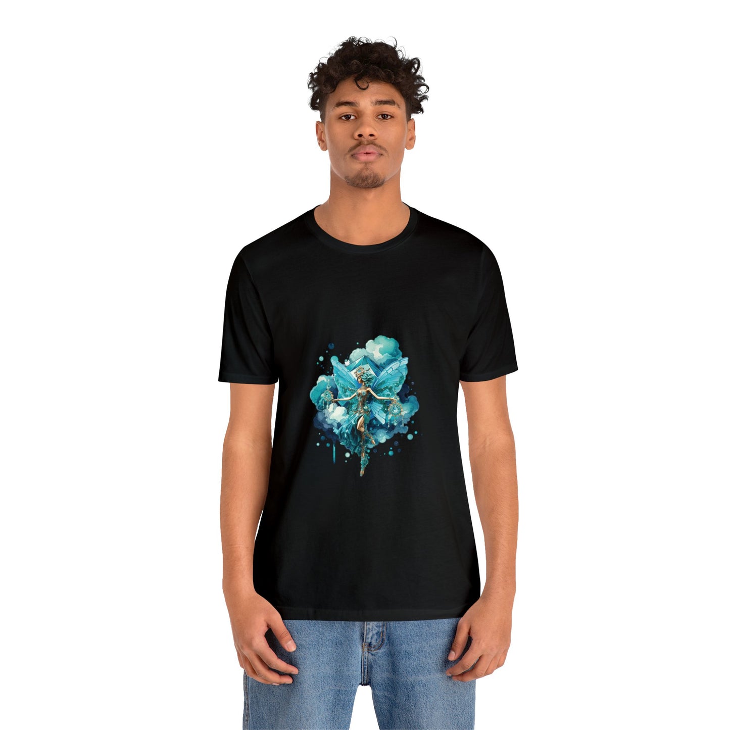 March aquamarine fairy, Unisex Jersey Short Sleeve Tee  no arm design