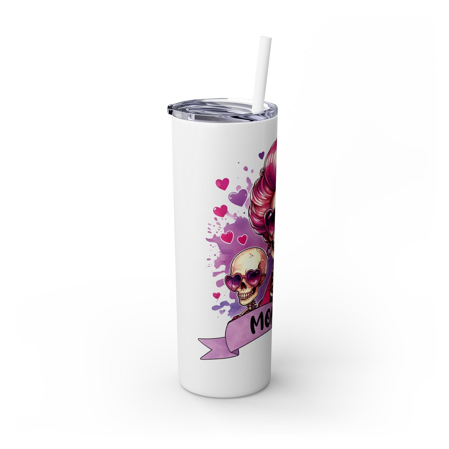 Mom life, Skinny Tumbler with Straw, 20oz